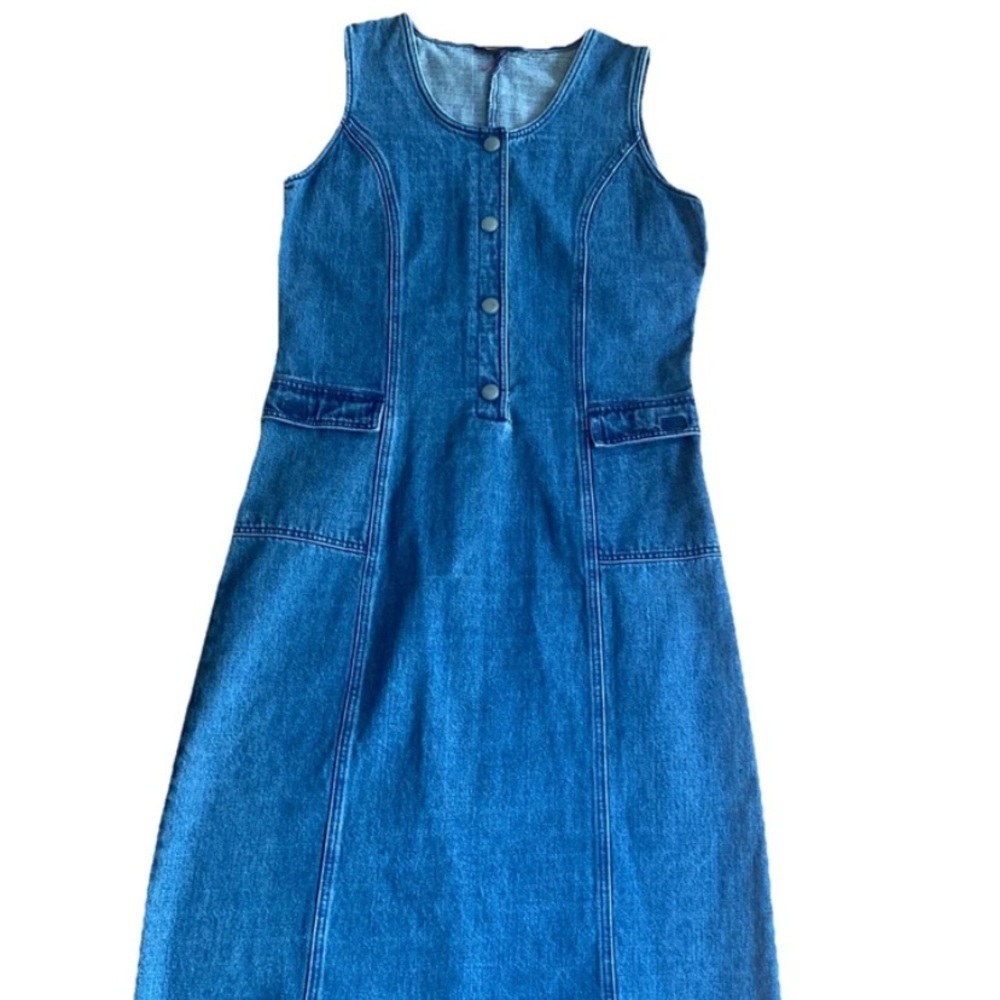 VINTAGE WOOLRICH Heavy Denim Button Down Long Dress Pockets INDIGO Size Medium